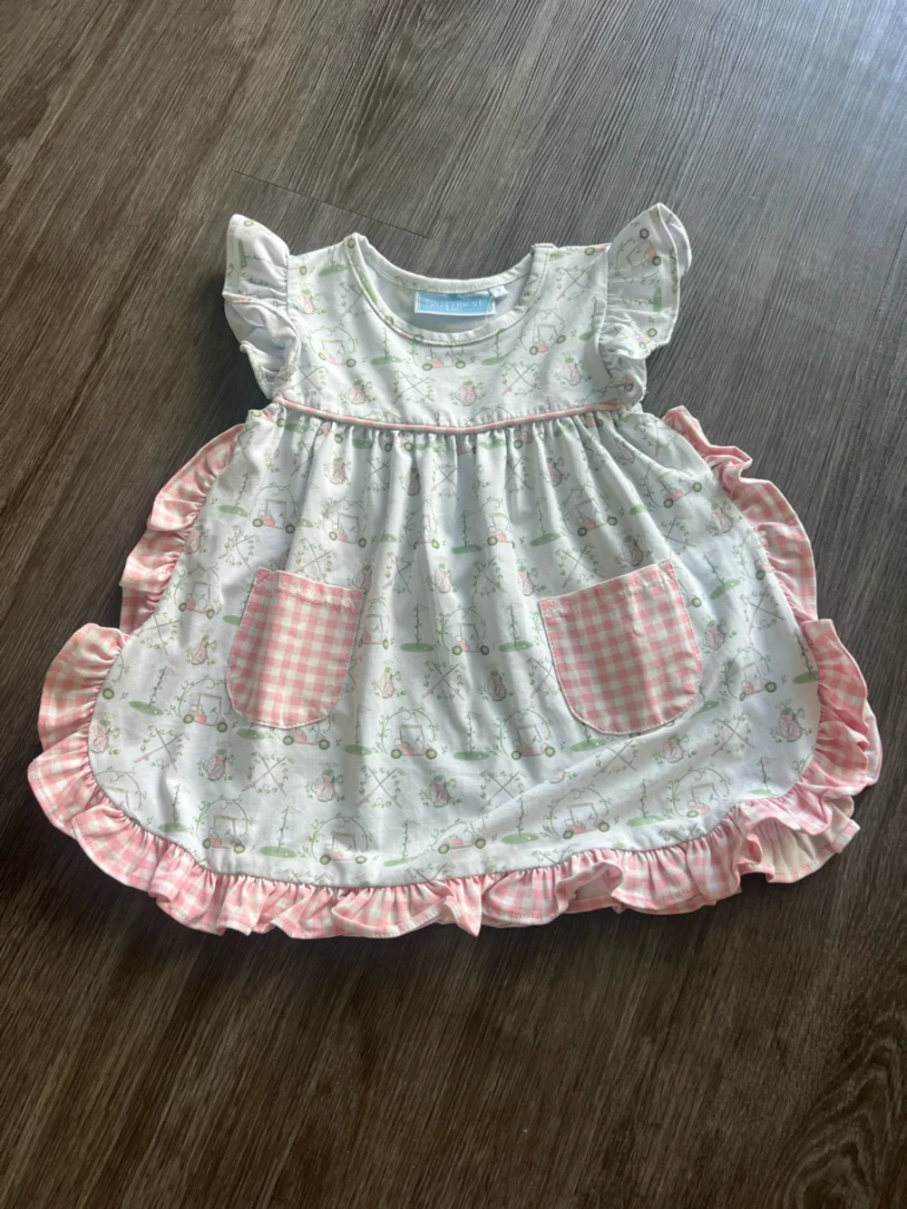 NEW Trotter Street Kids Girls Golf Two Piece Set Pink Green White Size 2